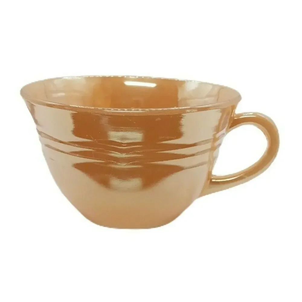 ☕🍂Fire King Coffee Tea Cup Peach Luster C Handle Mug Oven Ware MCM Retro VTG